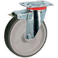 Thermoplastische Gummi-Räder, Polypropylenkern, Lenkrolle NL mit Feststeller im Nachlauf Thermoplastische Gummi-Räder, Polypropylenkern, Lenkrolle NL mit Feststeller im Nachlauf