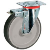 Thermoplastische Gummi-Räder, Polypropylenkern, Lenkrolle NLX mit Feststeller im Nachlauf Thermoplastische Gummi-Räder, Polypropylenkern, Lenkrolle NLX mit Feststeller im Nachlauf