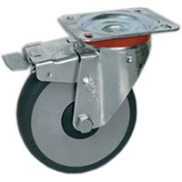 Thermoplastische Gummi-Räder, Polypropylenkern, Lenkrolle NL mit Feststeller im Nachlauf Thermoplastische Gummi-Räder, Polypropylenkern, Lenkrolle NL mit Feststeller im Nachlauf