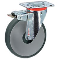 Thermoplastische Gummi-Räder, Polypropylenkern, Lenkrolle NLX mit Feststeller im Nachlauf Thermoplastische Gummi-Räder, Polypropylenkern, Lenkrolle NLX mit Feststeller im Nachlauf