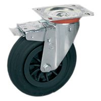 Vollgummi VG-Standardräder, Polypropylenkern, Lenkrolle mit Platte NL, Vorderbremse Vollgummi VG-Standardräder, Polypropylenkern, Lenkrolle mit Platte NL, Vorderbremse