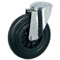 Vollgummi VG-Standardräder, Polypropylenkern, Lenkrolle mit durchgehender Bohrung NL Vollgummi VG-Standardräder, Polypropylenkern, Lenkrolle mit durchgehender Bohrung NL