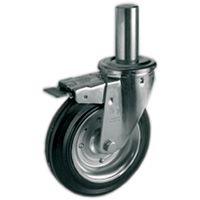 Vollgummi VG-Standardräder, Felge aus zwei Stahlblech-Scheiben, Lenkrolle mit Zapfen Innocenti, Vorderbremse Vollgummi VG-Standardräder, Felge aus zwei Stahlblech-Scheiben, Lenkrolle mit Zapfen Innocenti, Vorderbremse