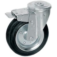 Antistatische Gummi-räder, Felge aus zwei Stahlblech-Scheiben, Lenkrolle mit durchgehender Bohrung NL, Vorderbremse