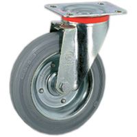 Abriebfeste Vollgummi VG-Räder, Felge aus zwei Stahlblech-Scheiben, Lenkrolle mit Platte NL