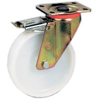 Einteilige Räder aus Polyamid PA 6 für hohe traglasten, Lenkrolle mit Platte P, Vorderbremse