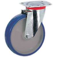 Räder aus gespritztem Polyurethan PUR TPU 80A, Kern aus Polyamid PA 6, Lenkrolle mit Platte NL