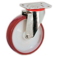 Räder aus gespritztem Polyurethan PUR TPU 60D, Kern aus Polyamid PA 6, Lenkrolle mit Platte NL Räder aus gespritztem Polyurethan PUR TPU 60D, Kern aus Polyamid PA 6, Lenkrolle mit Platte NL