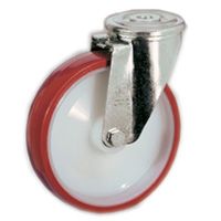 Räder aus gespritztem Polyurethan PUR TPU 60D, Kern aus Polyamid PA 6, Lenkrolle mit durchgehender Bohrung NL Räder aus gespritztem Polyurethan PUR TPU 60D, Kern aus Polyamid PA 6, Lenkrolle mit durchgehender Bohrung NL