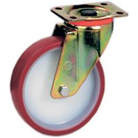 Räder aus gespritztem Polyurethan PUR TPU 60D, Kern aus Polyamid PA 6, Lenkrolle mit Platte P Räder aus gespritztem Polyurethan PUR TPU 60D, Kern aus Polyamid PA 6, Lenkrolle mit Platte P