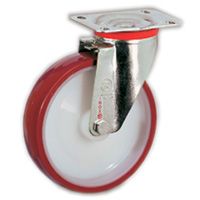 Räder aus gespritztem Polyurethan PUR TPU 60D, Kern aus Polyamid PA 6, Lenkrolle mit Platte NLX Räder aus gespritztem Polyurethan PUR TPU 60D, Kern aus Polyamid PA 6, Lenkrolle mit Platte NLX