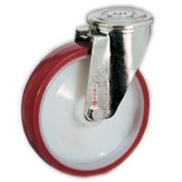 Räder aus gespritztem Polyurethan PUR TPU 60D, Kern aus Polyamid PA 6, Lenkrolle mit durchgehender Bohrung NLX Räder aus gespritztem Polyurethan PUR TPU 60D, Kern aus Polyamid PA 6, Lenkrolle mit durchgehender Bohrung NLX