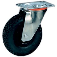 Luftbereifte Räder, Polypropylenkern, Lenkrolle mit Platte NL, genopptes Profil