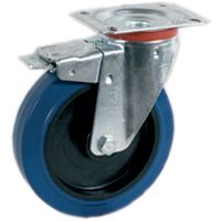 Elastik Vollgummi VG-Räder, Kern aus Polyamid PA 6, Lenkrolle mit Platte NL, Vorderbremse