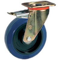 Elastik Vollgummi VG-Räder, Kern aus Polyamid PA 6, Lenkrolle mit Platte P, Vorderbremse