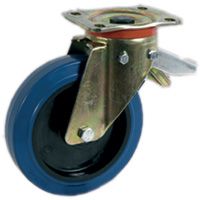 Elastik Vollgummi VG-Räder, Kern aus Polyamid PA 6, Lenkrolle mit Platte P, einstellbarer Bremse