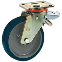 Vollgummi VG-Räder Sigma Elastic, Kern aus Polyamid PA 6, Lenkrolle mit Platte P, mit einstellbarer Bremse